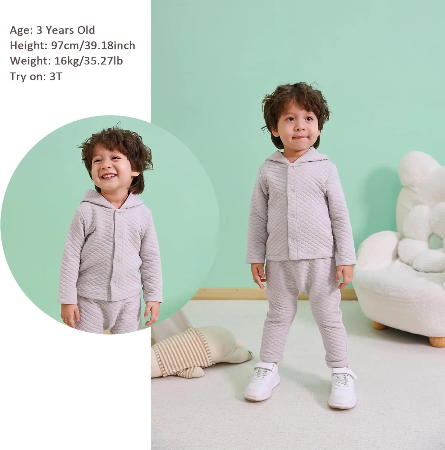 100% Cotton Baby Fall Hoodies Jacket, Comfortable Soft and Warm Baby Spring Jacket,0-24Months Solid-Coloured Coat