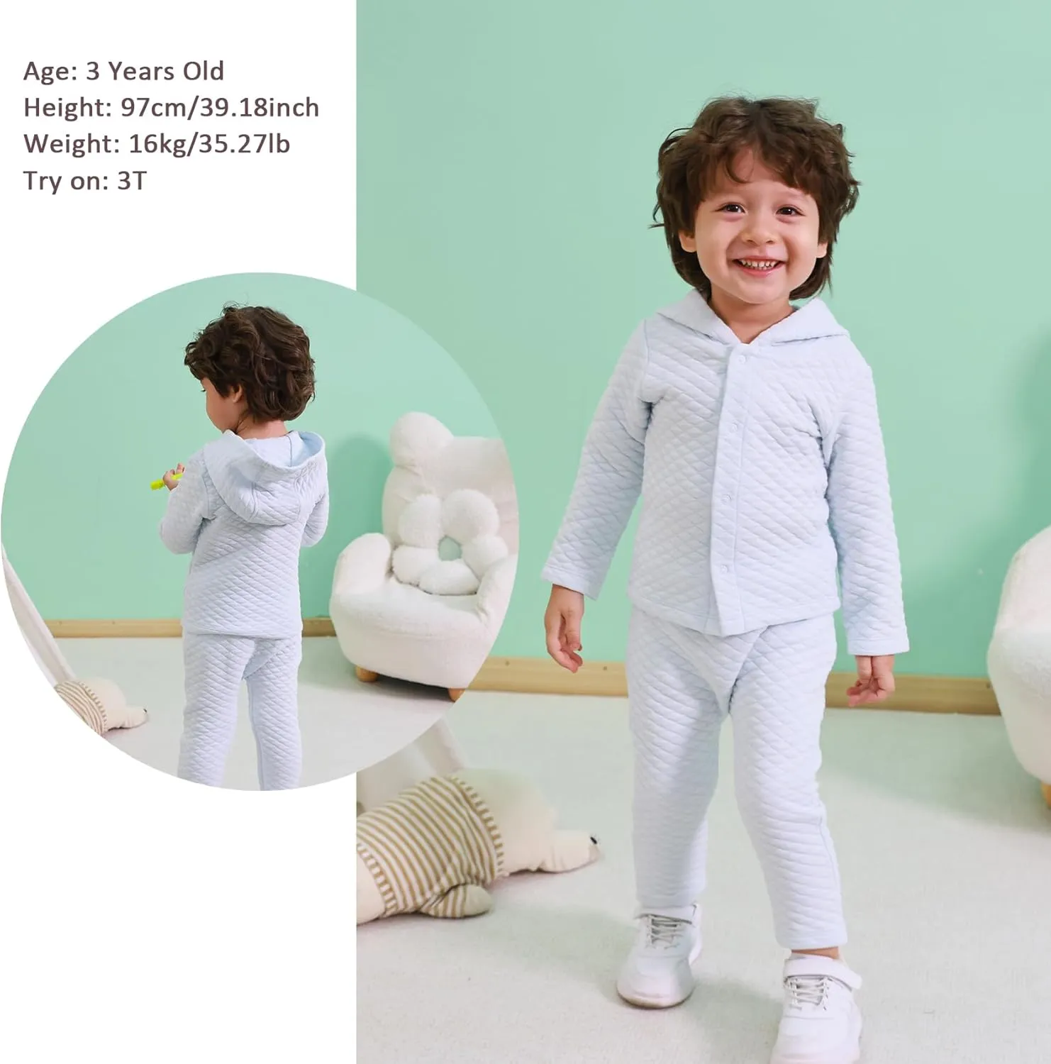 100% Cotton Baby Fall Hoodies Jacket, Comfortable Soft and Warm Baby Spring Jacket,0-24Months Solid-Coloured Coat