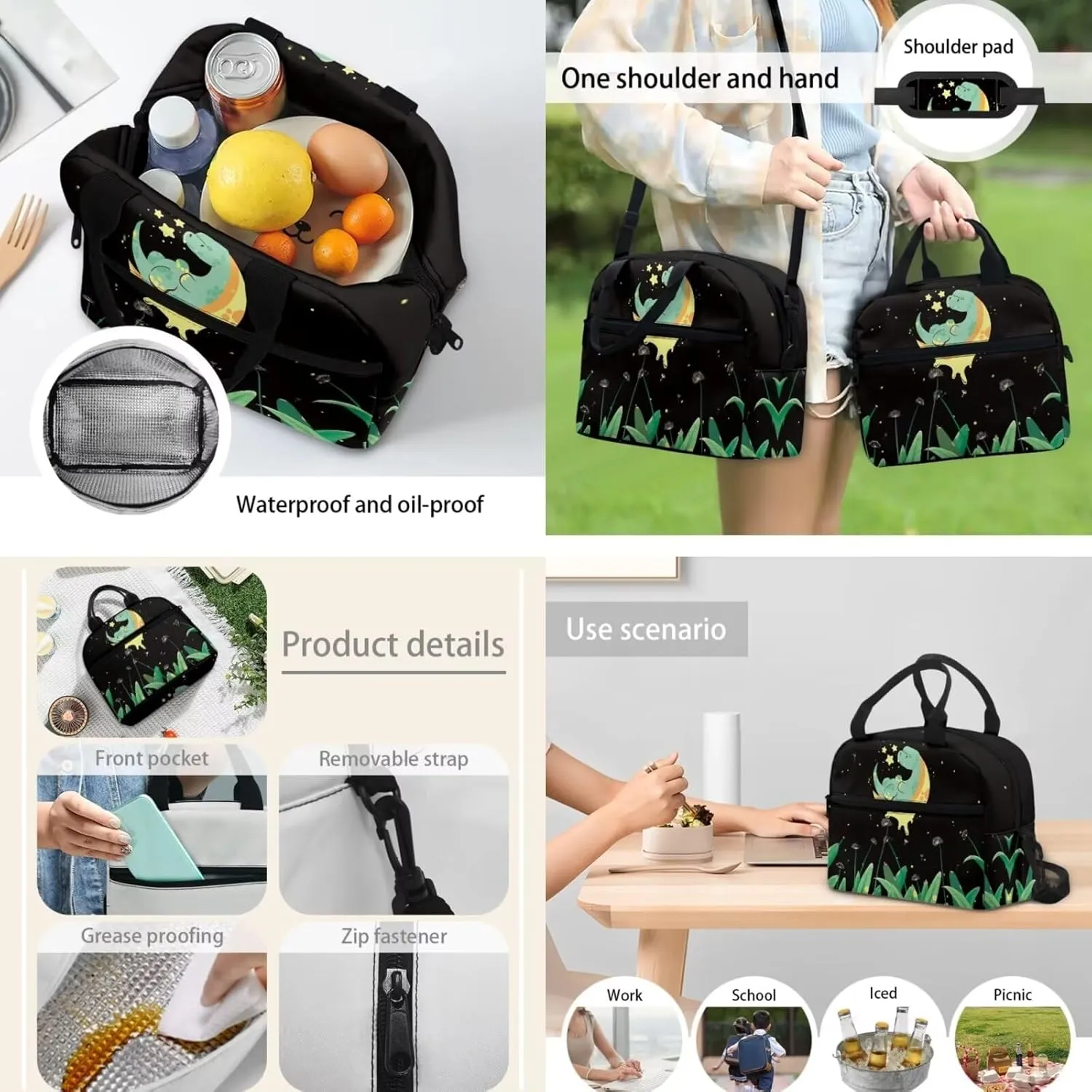 17 Inch Backpack Cartoon Dinosaur School Laptop Bag Bookbag for Women Teens Students Office Picnic Travel Comfortable Unfading Large Capacity Adjustable