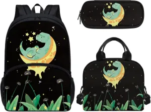 17 Inch Backpack Cartoon Dinosaur School Laptop Bag Bookbag for Women Teens Students Office Picnic Travel Comfortable Unfading Large Capacity Adjustable