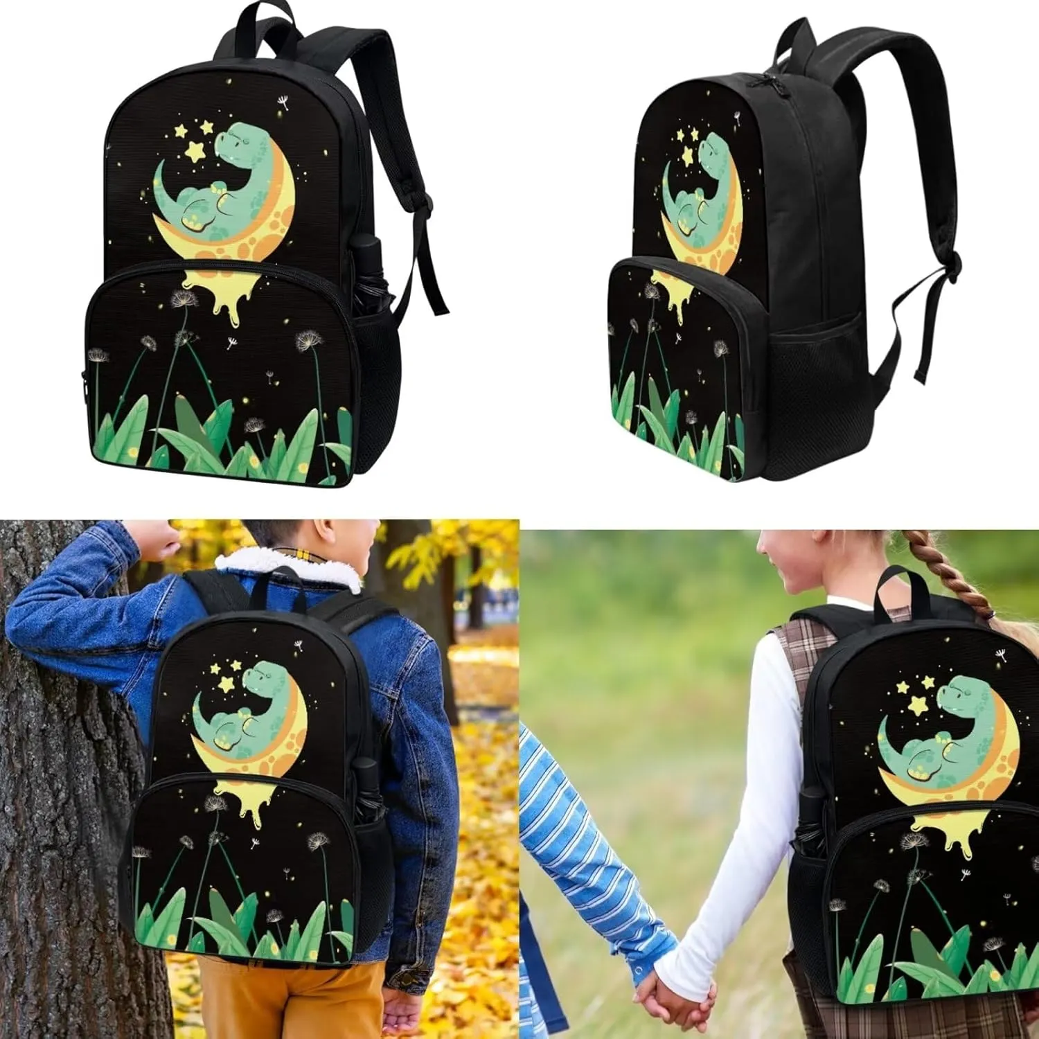 17 Inch Backpack Cartoon Dinosaur School Laptop Bag Bookbag for Women Teens Students Office Picnic Travel Comfortable Unfading Large Capacity Adjustable