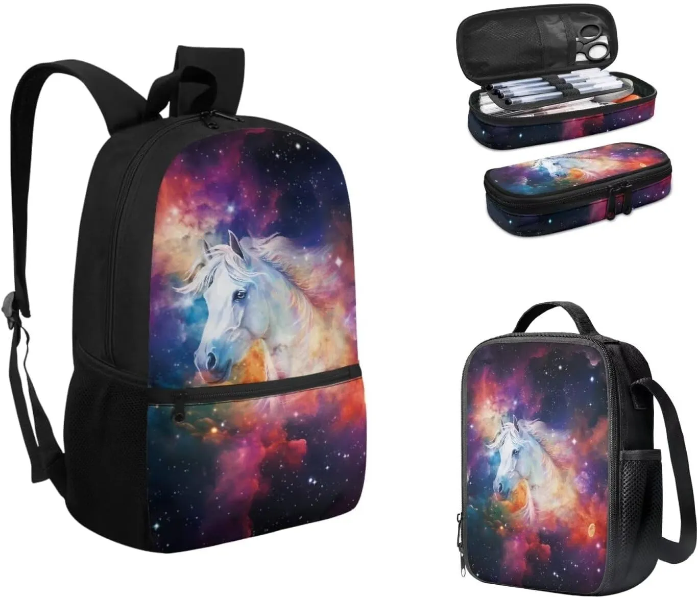 17 Inch Backpack School Laptop Bag Bookbag for Women Teens Students Office Picnic Travel Comfortable Unfading Large Capacity Adjustable Color Horse