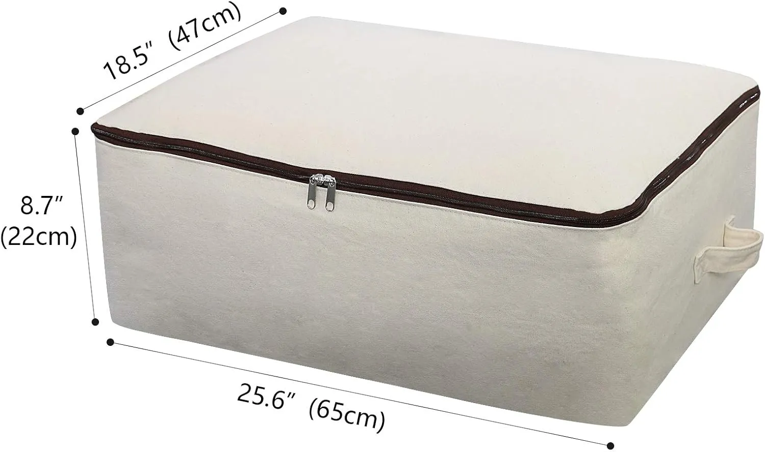 2PCS Canvas Storage Bag, 12OZ Thick Soft Breathable Closet Organizer for Beddings, Comforters, Pillows, Blankets, Clothes, 25.618.58.7inch, Beige
