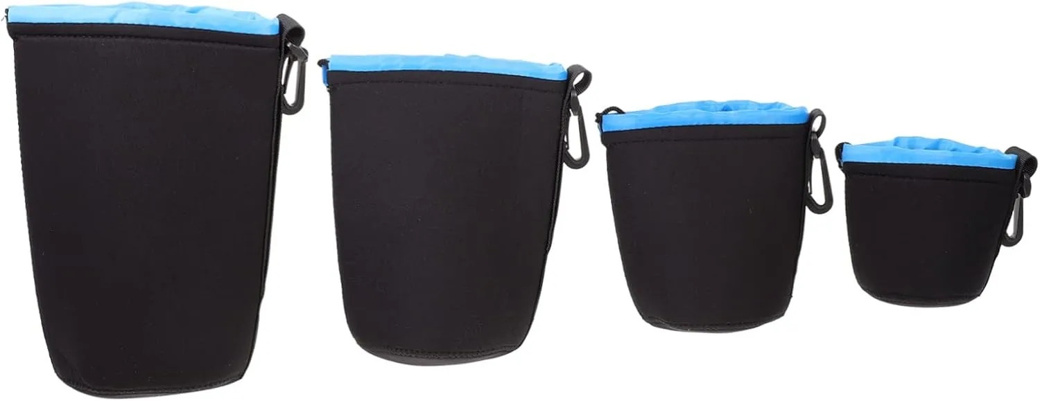 4Pcs Neoprene Lens Pouch Camera Lens Case for Mirrorless Lenses Protective Storage Bag with Contemporary Design Camera Lens Accessories