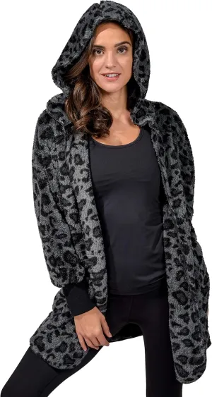 90 Degree By Reflex Ultra Soft Fuzzy Sherpa Hooded Cardigan with Pockets