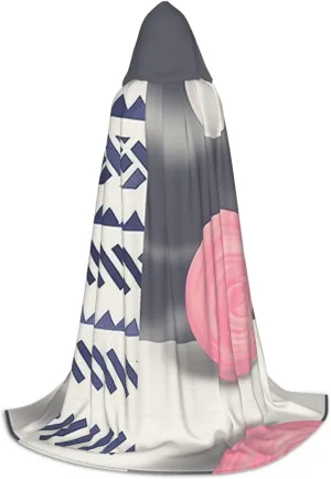 A huge pink full moon Black hooded cloak for men & Women, wizard cloak with, Durable & Comfortable Long cape for Halloween, Cosplay, PartiesLarge