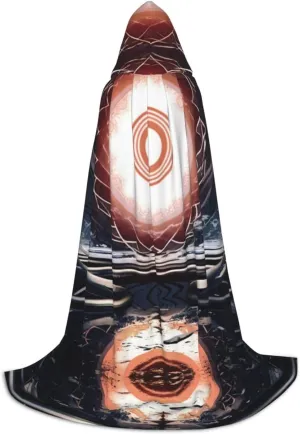 Abstract hollow landscape Black hooded cloak for men & Women, wizard cloak with, Durable & Comfortable Long cape for Halloween, Cosplay, PartiesMedium