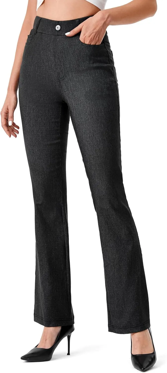 AFITNE Womens High Waisted Stretchy Pull On Flare Jeans Trendy Fashion Cute Bootcut Denim Like Jeggings