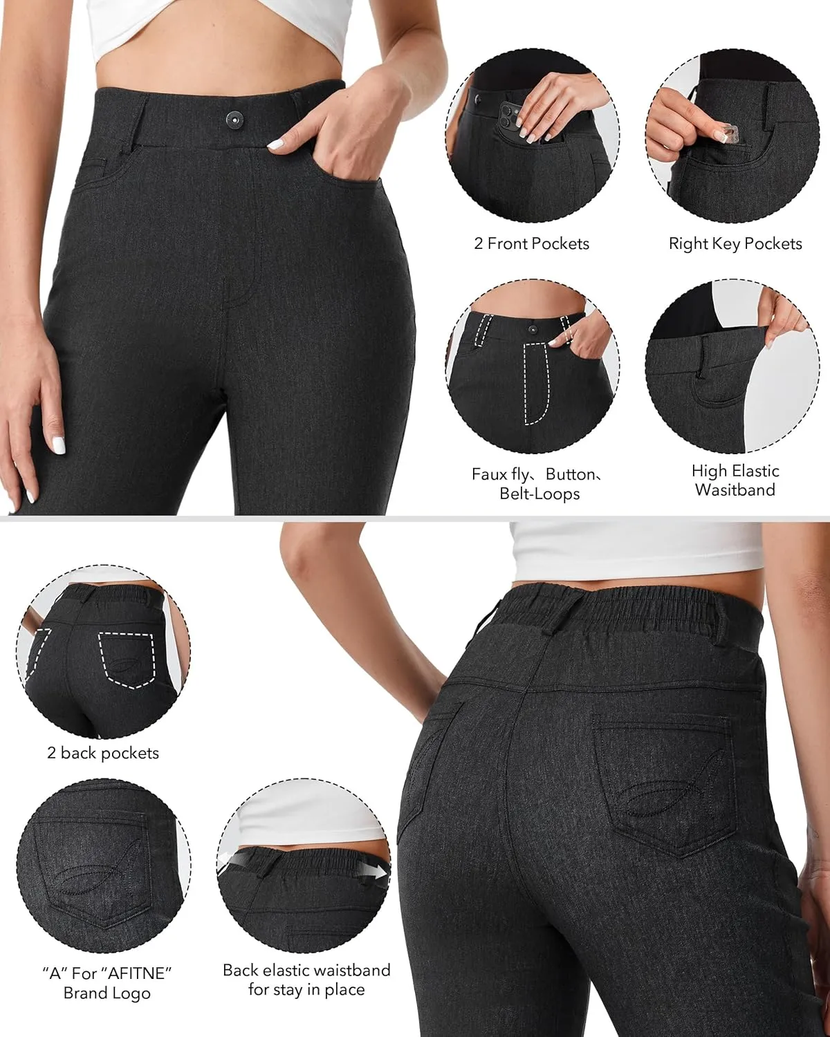 AFITNE Womens High Waisted Stretchy Pull On Flare Jeans Trendy Fashion Cute Bootcut Denim Like Jeggings