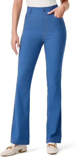 AFITNE Womens High Waisted Stretchy Pull On Flare Jeans Trendy Fashion Cute Bootcut Denim Like Jeggings