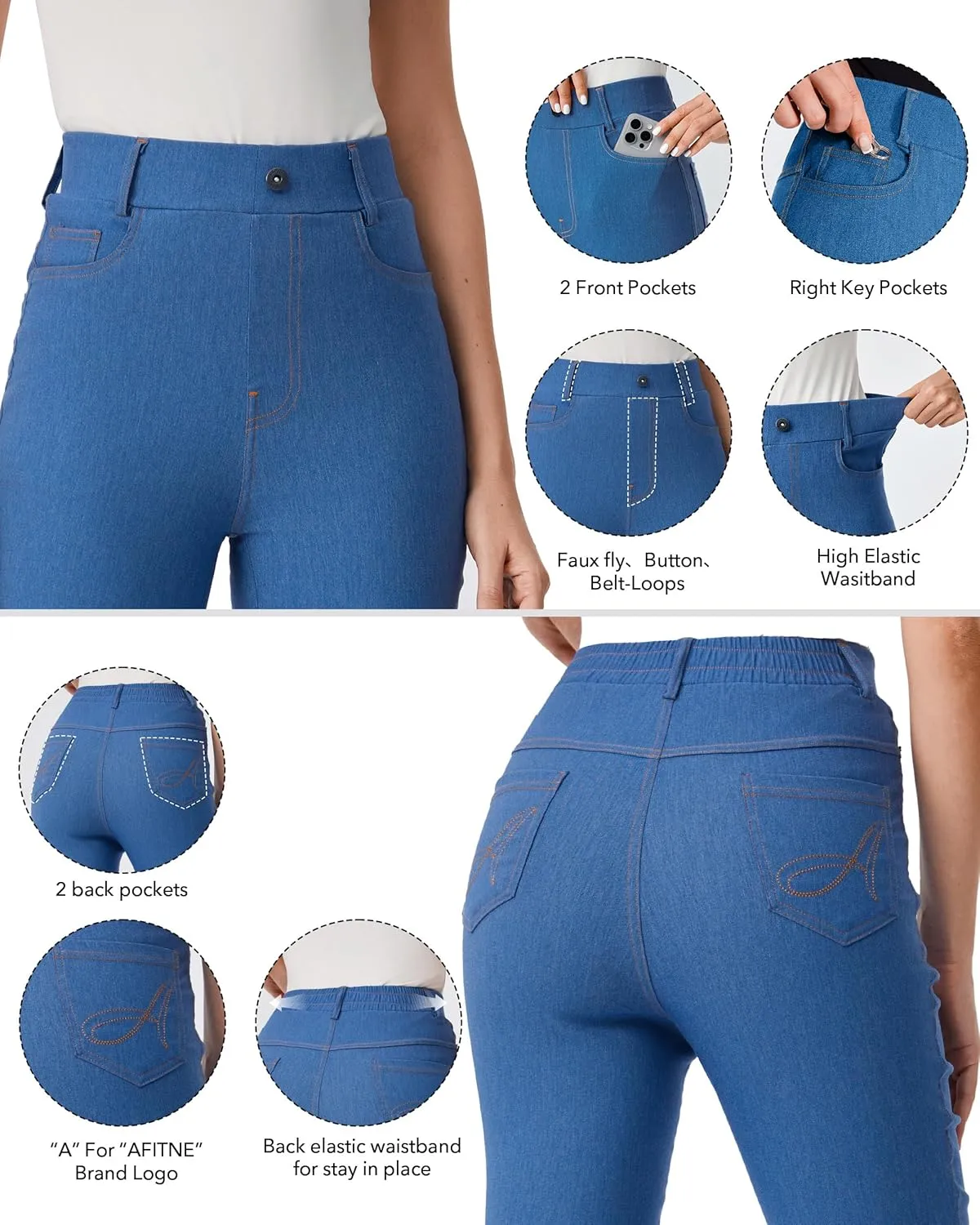 AFITNE Womens High Waisted Stretchy Pull On Flare Jeans Trendy Fashion Cute Bootcut Denim Like Jeggings