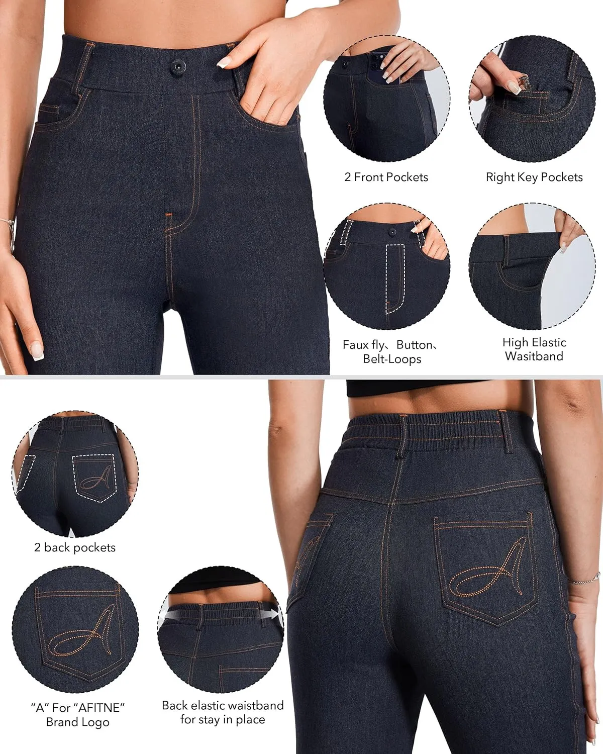 AFITNE Womens High Waisted Stretchy Pull On Flare Jeans Trendy Fashion Cute Bootcut Denim Like Jeggings