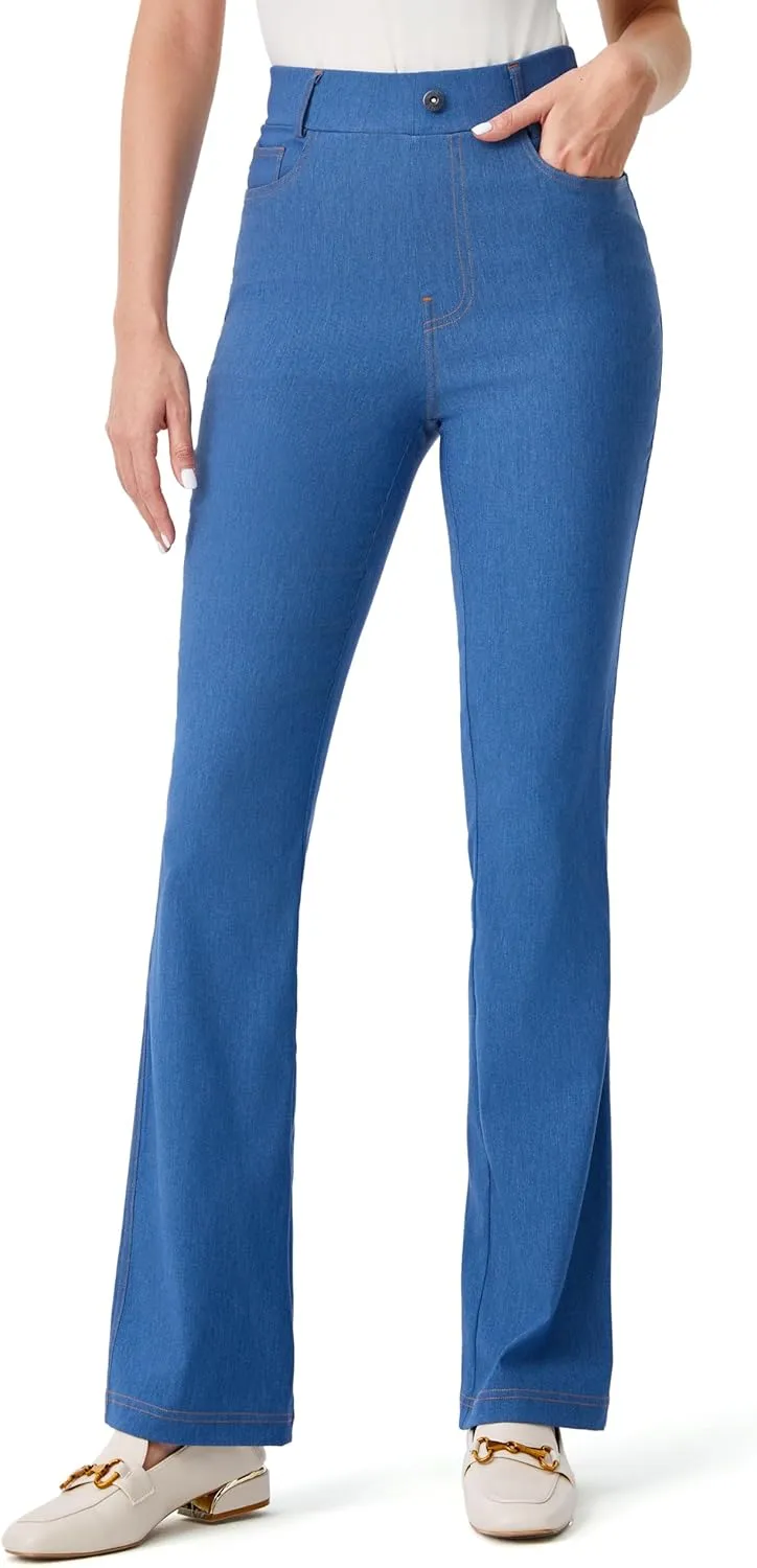 AFITNE Womens High Waisted Stretchy Pull On Flare Jeans Trendy Fashion Cute Bootcut Denim Like Jeggings