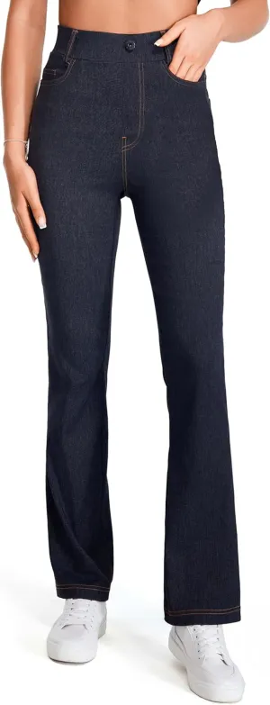 AFITNE Womens High Waisted Stretchy Pull On Flare Jeans Trendy Fashion Cute Bootcut Denim Like Jeggings