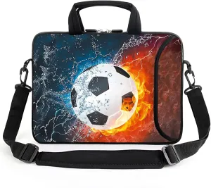 AMARY 17" Laptop Shoulder Bag Carrying Case Adjustable shoulder straps, comfortable handle, front pocket for storing mouse (Soccer)