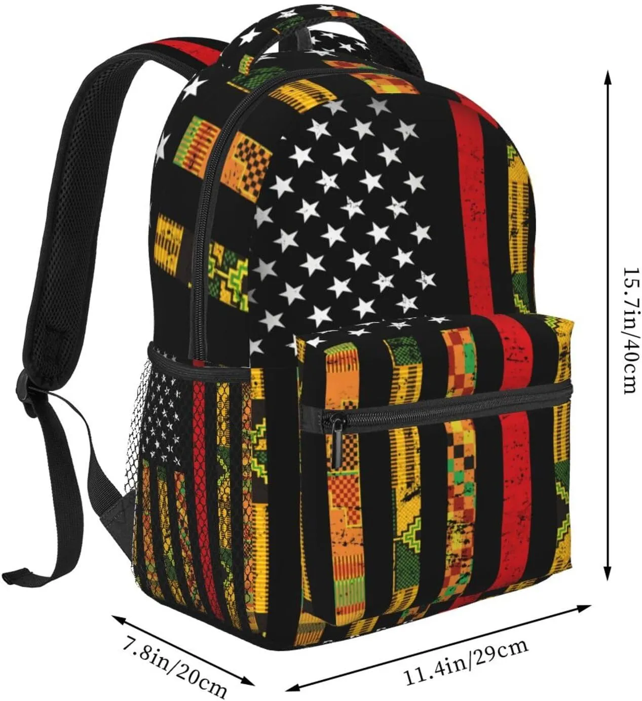 American Flag African Kente Backpack Casual Laptop Backpack Double Shoulder Bag Lightweight Backpack For Women Men Travel