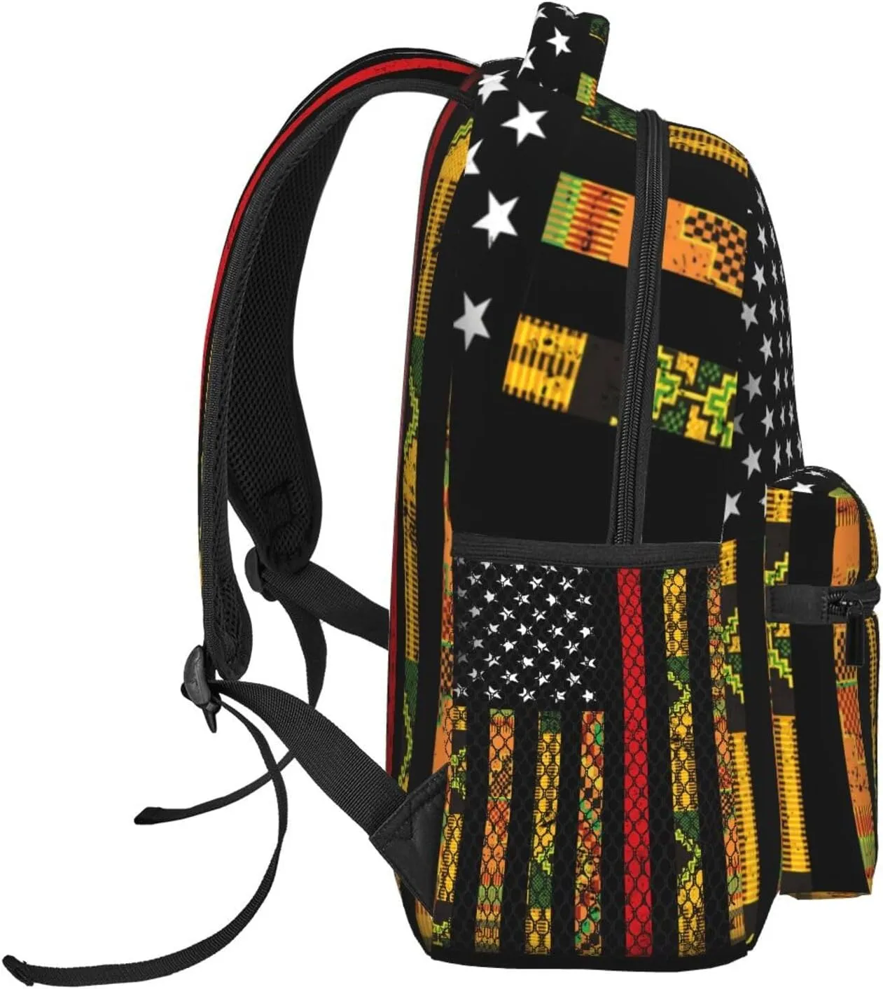 American Flag African Kente Backpack Casual Laptop Backpack Double Shoulder Bag Lightweight Backpack For Women Men Travel