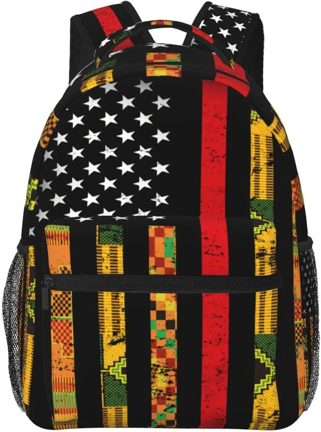 American Flag African Kente Backpack Casual Laptop Backpack Double Shoulder Bag Lightweight Backpack For Women Men Travel