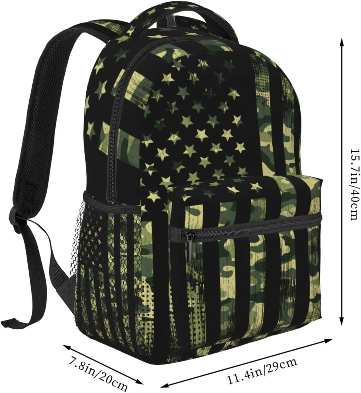 American Flag Camouflage Backpack Casual Laptop Backpack Double Shoulder Bag Lightweight Backpack For Women Men Travel