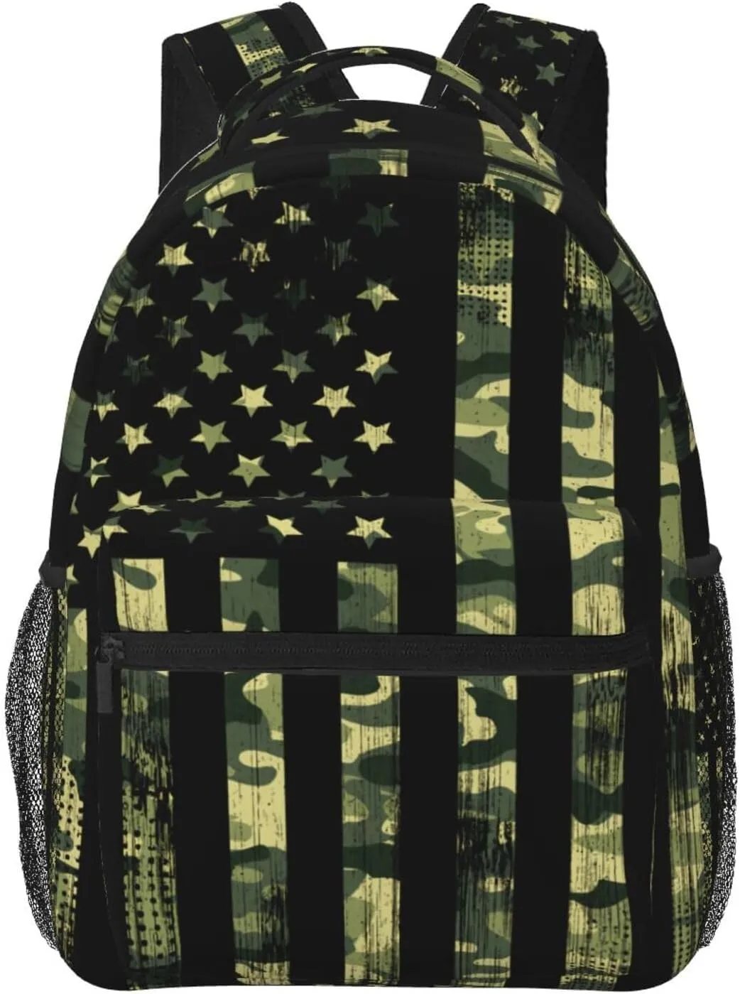 American Flag Camouflage Backpack Casual Laptop Backpack Double Shoulder Bag Lightweight Backpack For Women Men Travel