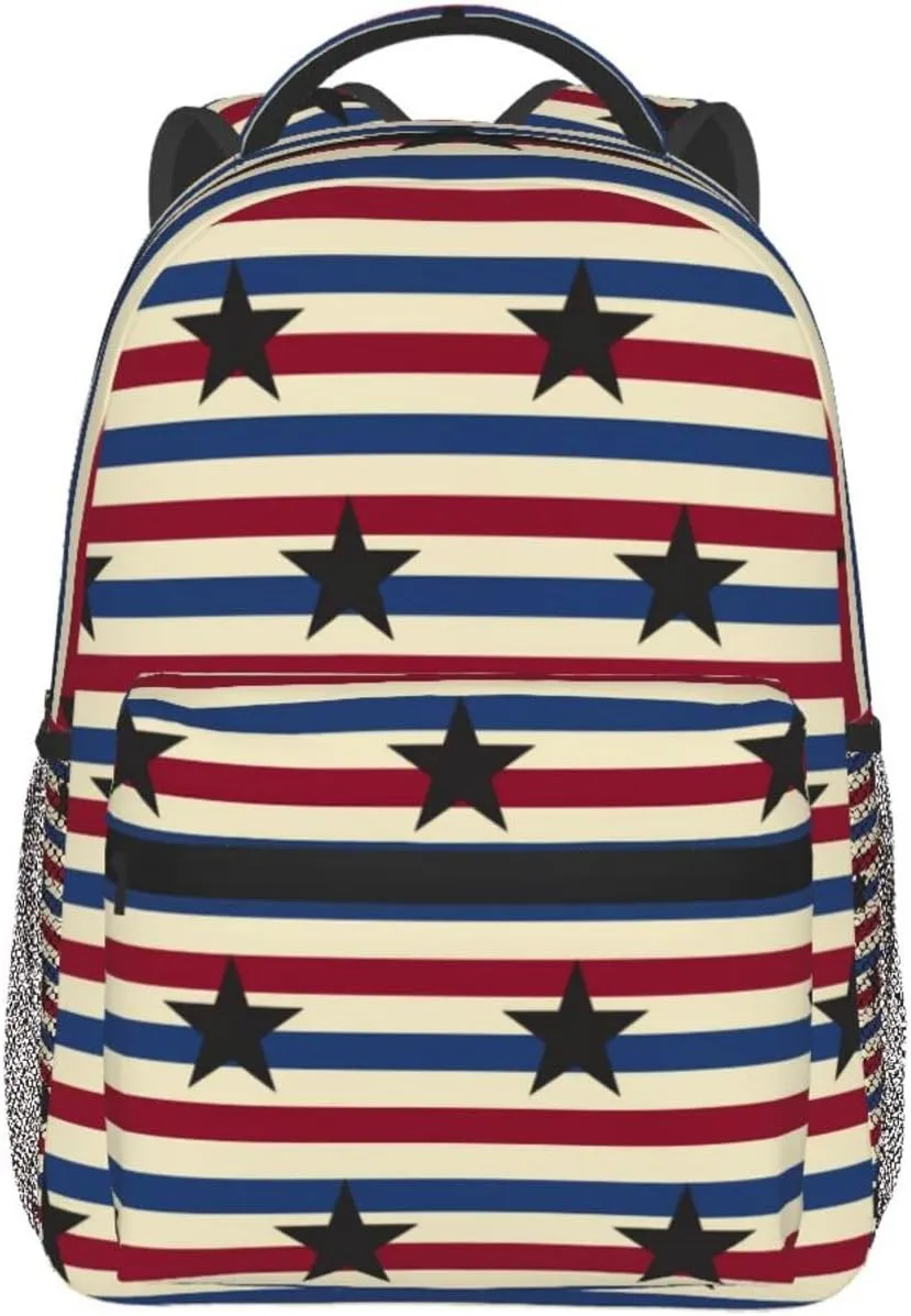 American Flag Stars Backpack Casual Laptop Backpack Double Shoulder Bag Lightweight Backpack For Women Men Travel