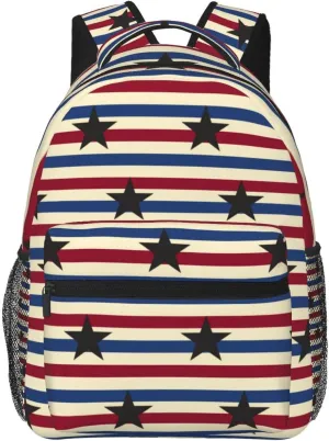 American Flag Stars Backpack Casual Laptop Backpack Double Shoulder Bag Lightweight Backpack For Women Men Travel