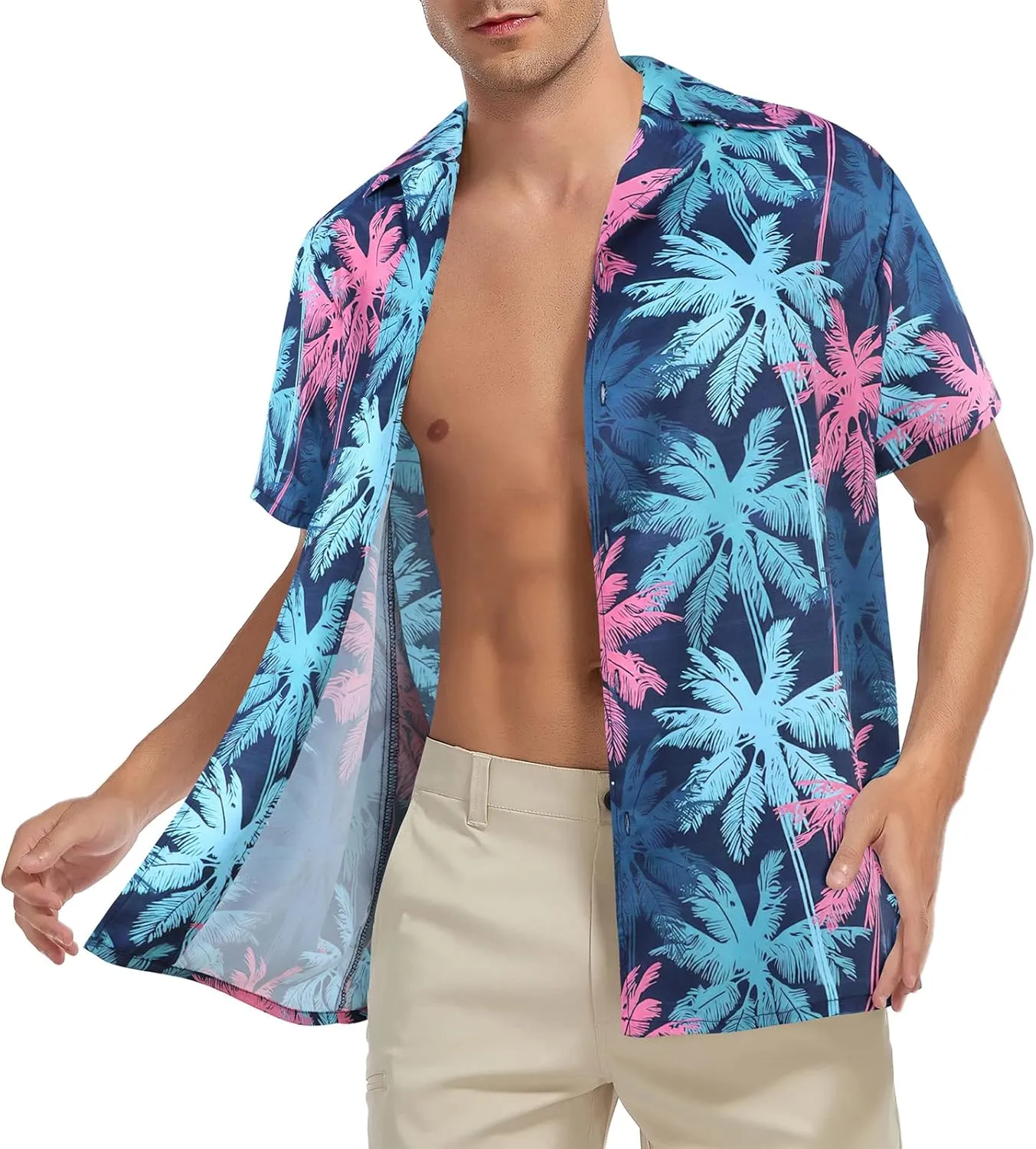 American Trends Hawaiian Shirt for Men Short Sleeve Tropical Beach Shirts Mens Casual Button Down Summer Vacation Wear