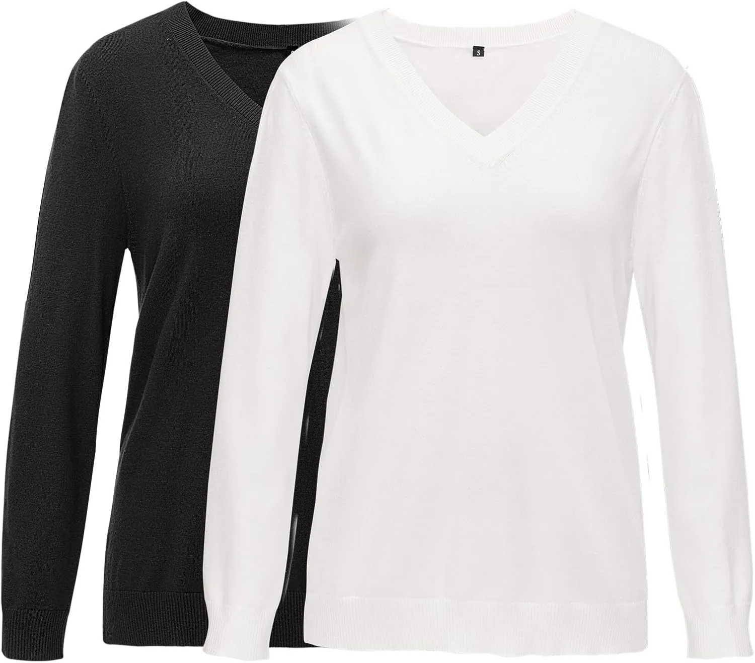 Arach&Cloz 2 Pack Womens Sweaters 2024 Lightweight Soft V Neck Long Sleeve Fall Tops Fashion Clothes Casual Shirts Pullover