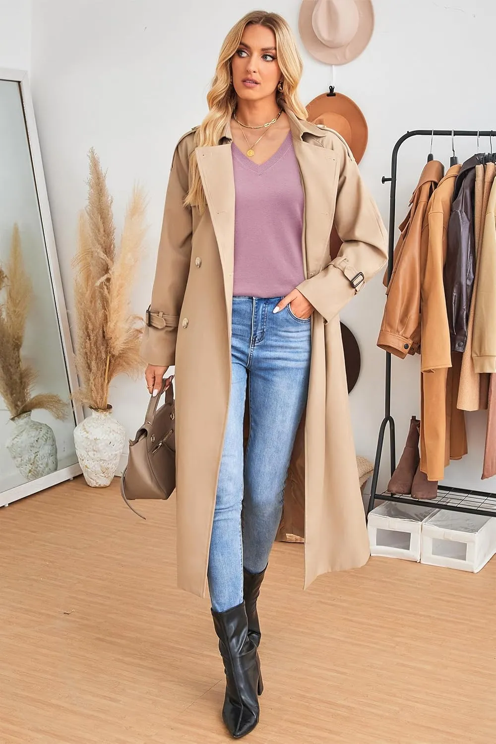 Arach&Cloz 2 Pack Womens Sweaters 2024 Lightweight Soft V Neck Long Sleeve Fall Tops Fashion Clothes Casual Shirts Pullover