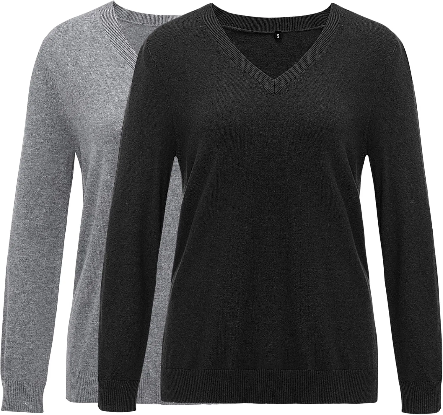 Arach&Cloz 2 Pack Womens Sweaters 2024 Lightweight Soft V Neck Long Sleeve Fall Tops Fashion Clothes Casual Shirts Pullover