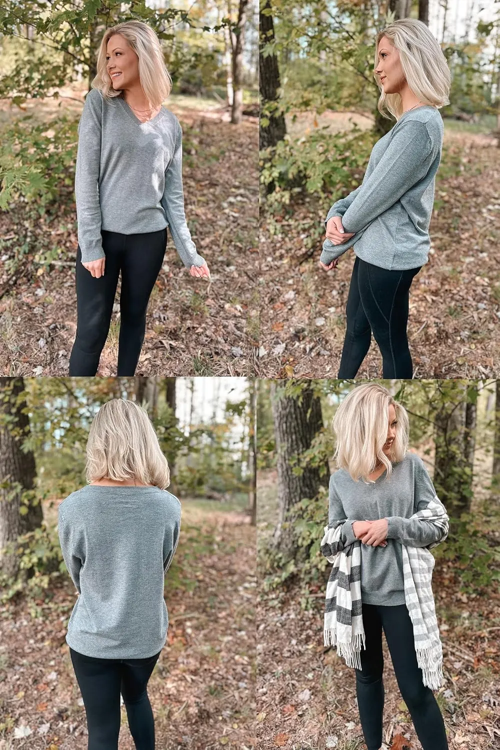 Arach&Cloz 2 Pack Womens Sweaters 2024 Lightweight Soft V Neck Long Sleeve Fall Tops Fashion Clothes Casual Shirts Pullover