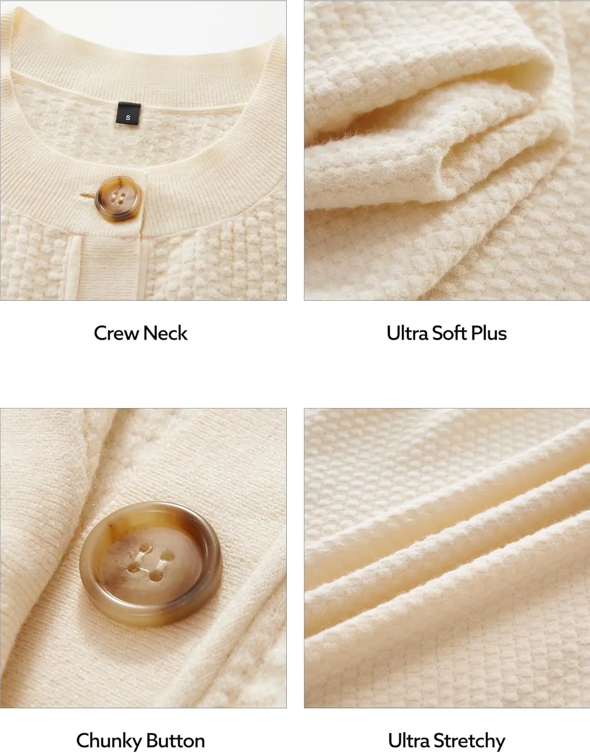 Arach&Cloz Womens Waffle Cropped Cardigan Ultra Stretchy 2025 Spring Soft Chunky Button Business Casual Sweaters
