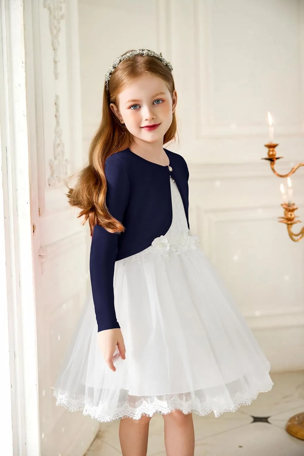 Arshiner Girls Open Front Shrug Cardigan Kids Children Knit Long Sleeve Bolero with Button Closure