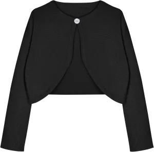 Arshiner Girls Open Front Shrug Cardigan Kids Children Knit Long Sleeve Bolero with Button Closure