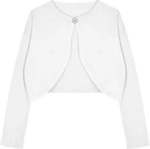 Arshiner Girls Open Front Shrug Cardigan Kids Children Knit Long Sleeve Bolero with Button Closure
