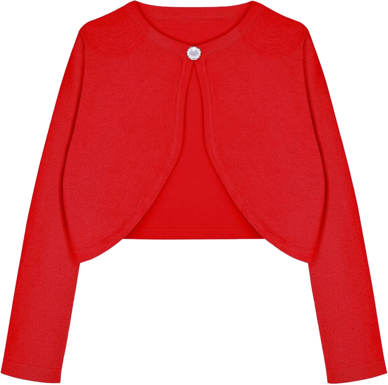 Arshiner Girls Open Front Shrug Cardigan Kids Children Knit Long Sleeve Bolero with Button Closure