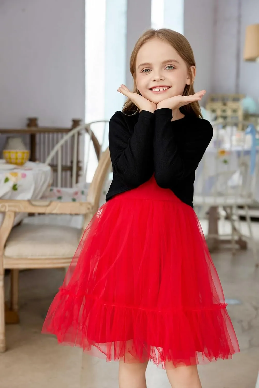 Arshiner Girls Open Front Shrug Cardigan Kids Children Knit Long Sleeve Bolero with Button Closure