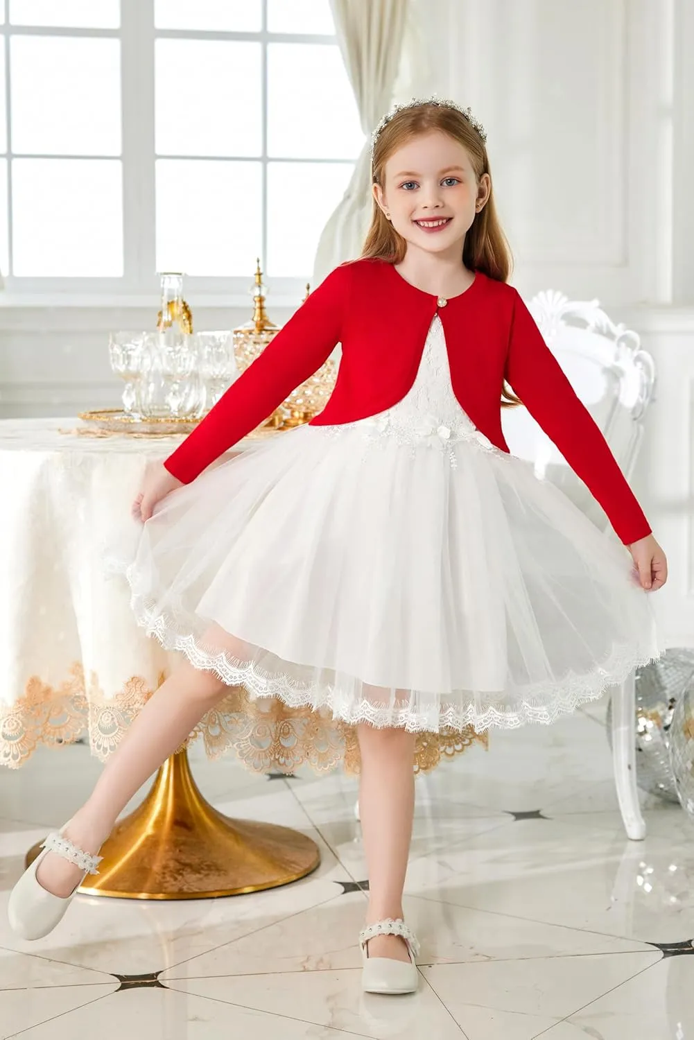 Arshiner Girls Open Front Shrug Cardigan Kids Children Knit Long Sleeve Bolero with Button Closure