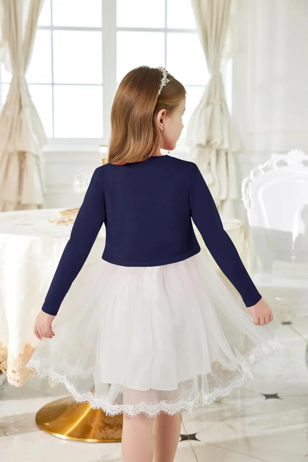 Arshiner Girls Open Front Shrug Cardigan Kids Children Knit Long Sleeve Bolero with Button Closure