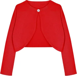 Arshiner Girls Open Front Shrug Cardigan Kids Children Knit Long Sleeve Bolero with Button Closure
