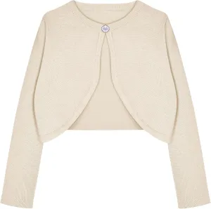 Arshiner Girls Open Front Shrug Cardigan Kids Children Knit Long Sleeve Bolero with Button Closure