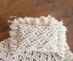 Babymoon Macrame Macrame Rectangle Pillow Baby Photography Shoot Prop - White