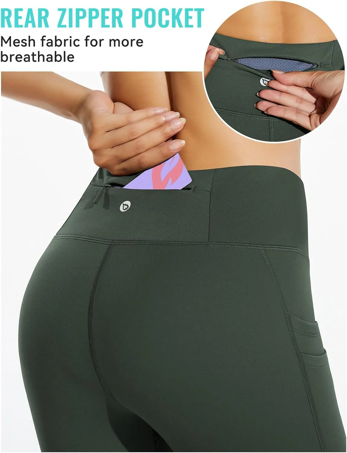 baleaf Women's Fleece Lined Leggings Water Resistant Thermal Winter Warm Tights High Waisted with Pockets Running Gear