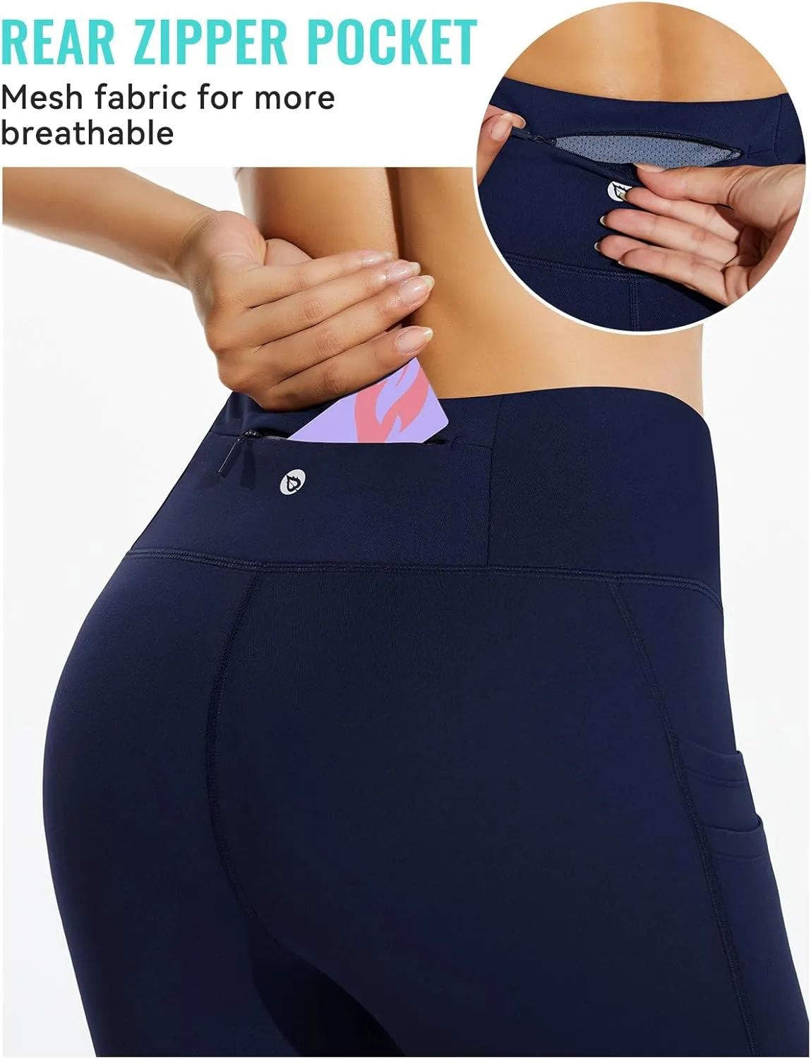 baleaf Women's Fleece Lined Leggings Water Resistant Thermal Winter Warm Tights High Waisted with Pockets Running Gear