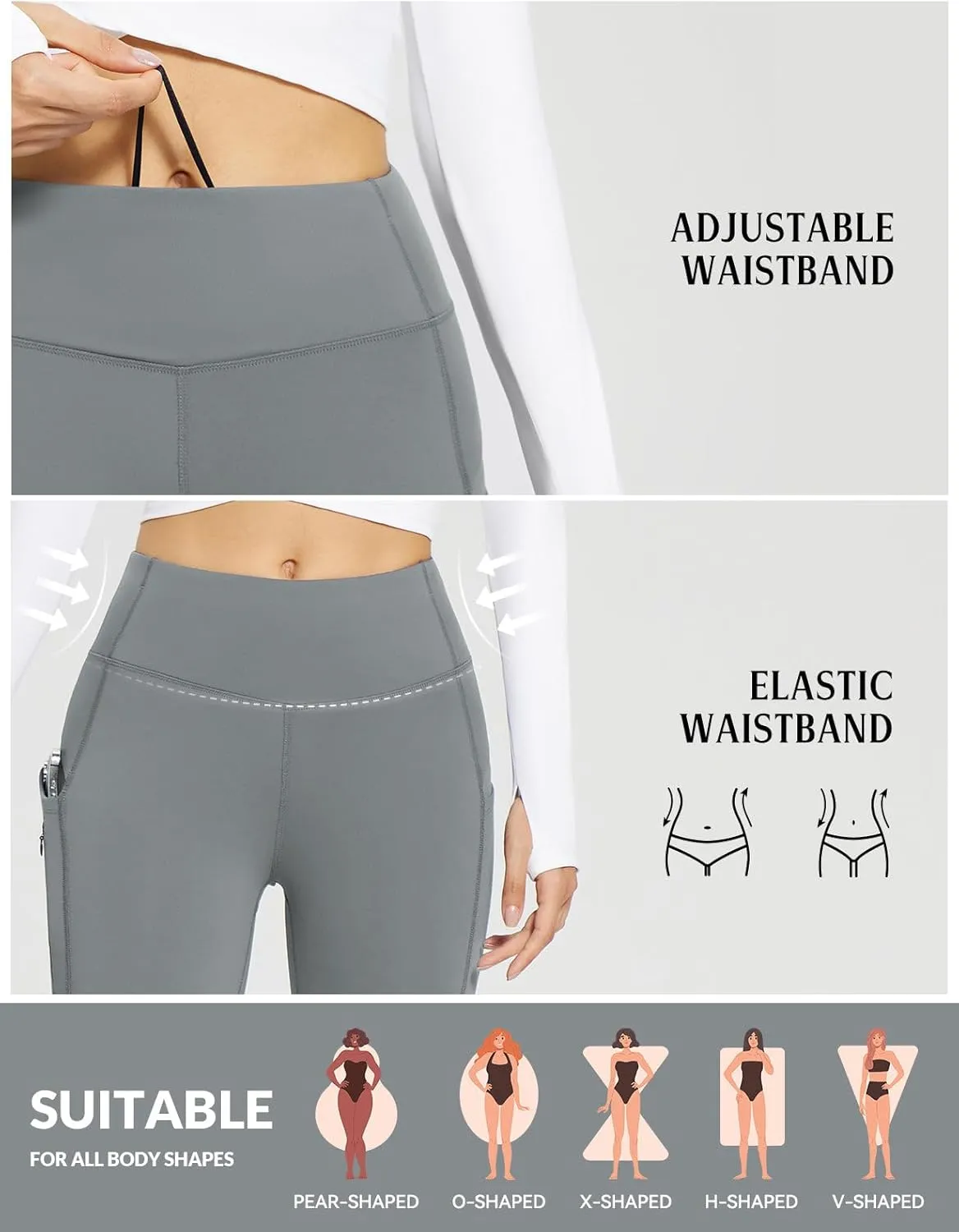 baleaf Women's Fleece Lined Leggings with 5 Pockets, Thermal Warm Winter Tights High Waisted Yoga Pants Cold Running Gear