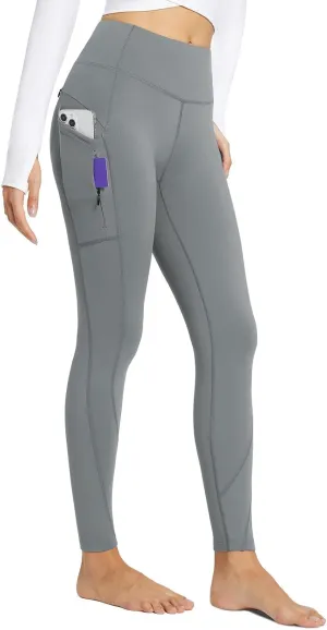 baleaf Women's Fleece Lined Leggings with 5 Pockets, Thermal Warm Winter Tights High Waisted Yoga Pants Cold Running Gear