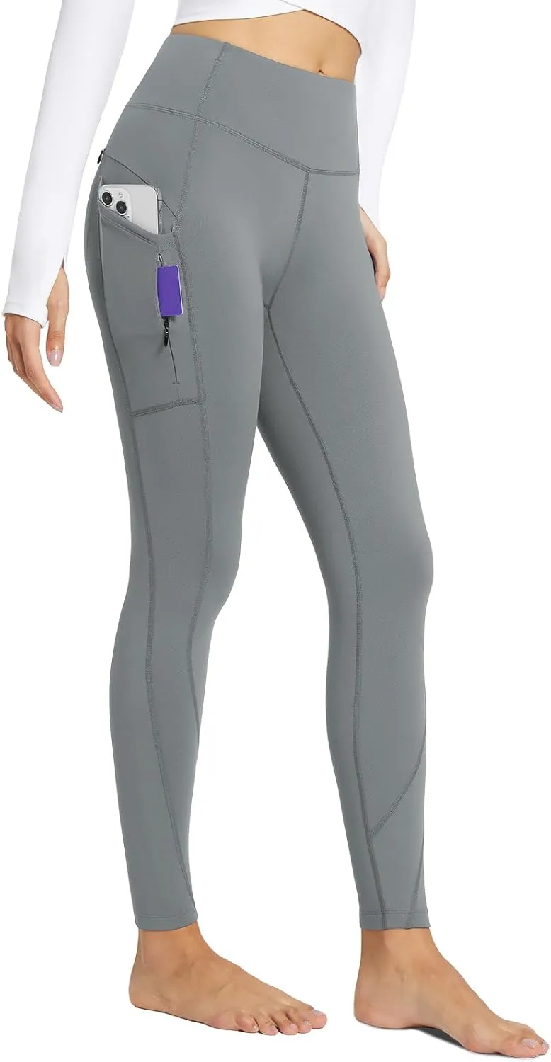 baleaf Women's Fleece Lined Leggings with 5 Pockets, Thermal Warm Winter Tights High Waisted Yoga Pants Cold Running Gear