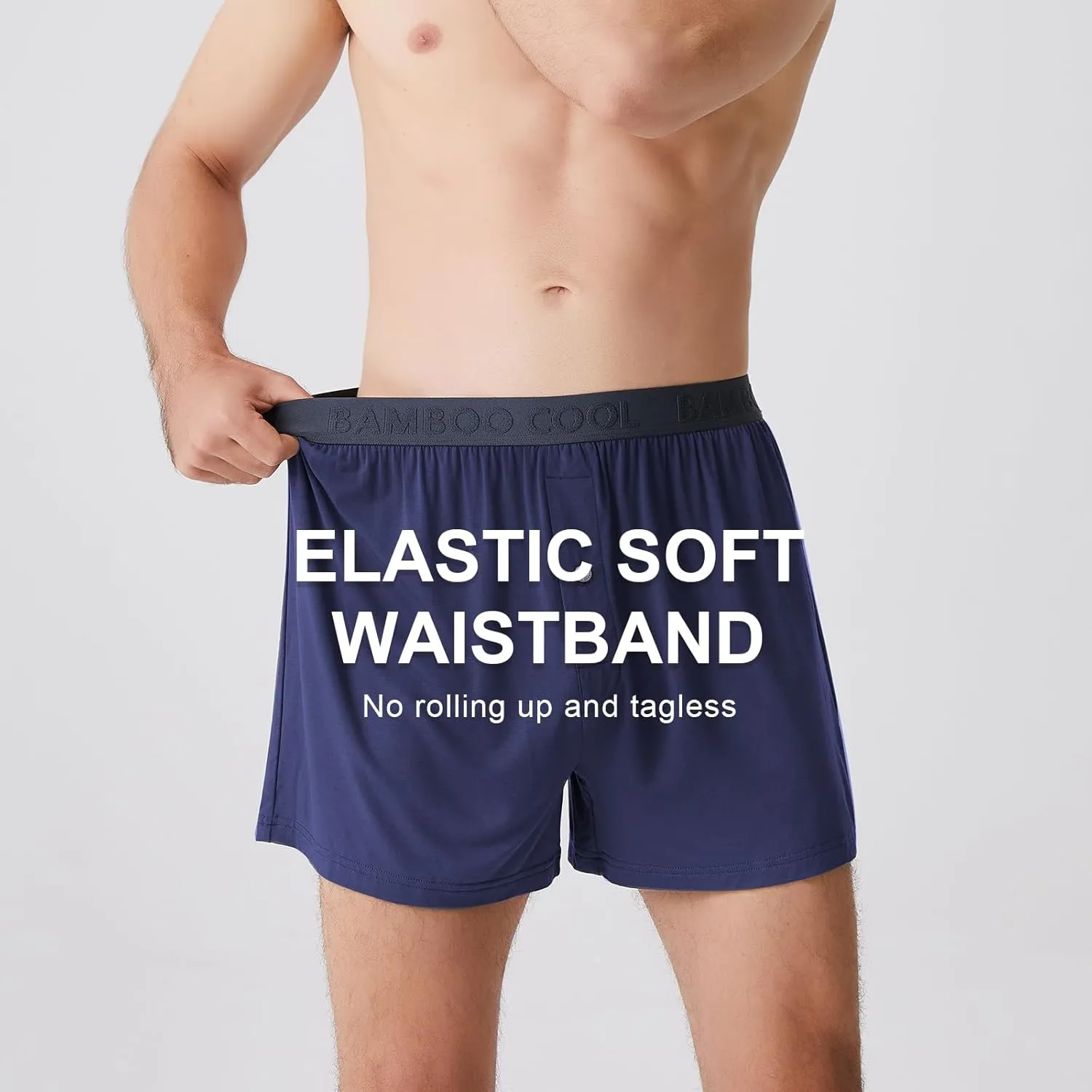BAMBOO COOL Mens Boxer Shorts Underwear Soft Comfortable Breathable Knit Boxers Short for Men (3 or 5 Pack)