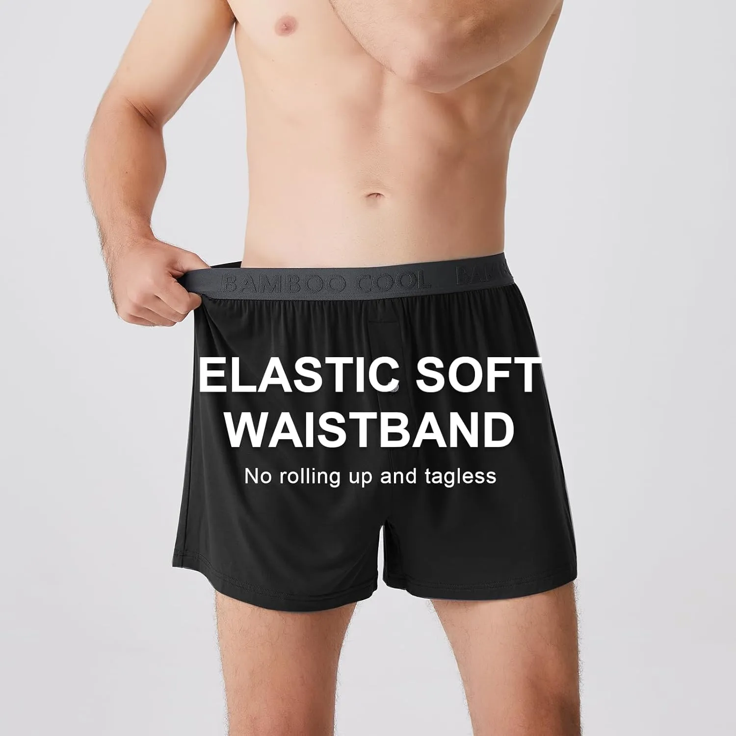 BAMBOO COOL Mens Boxer Shorts Underwear Soft Comfortable Breathable Knit Boxers Short for Men (3 or 5 Pack)