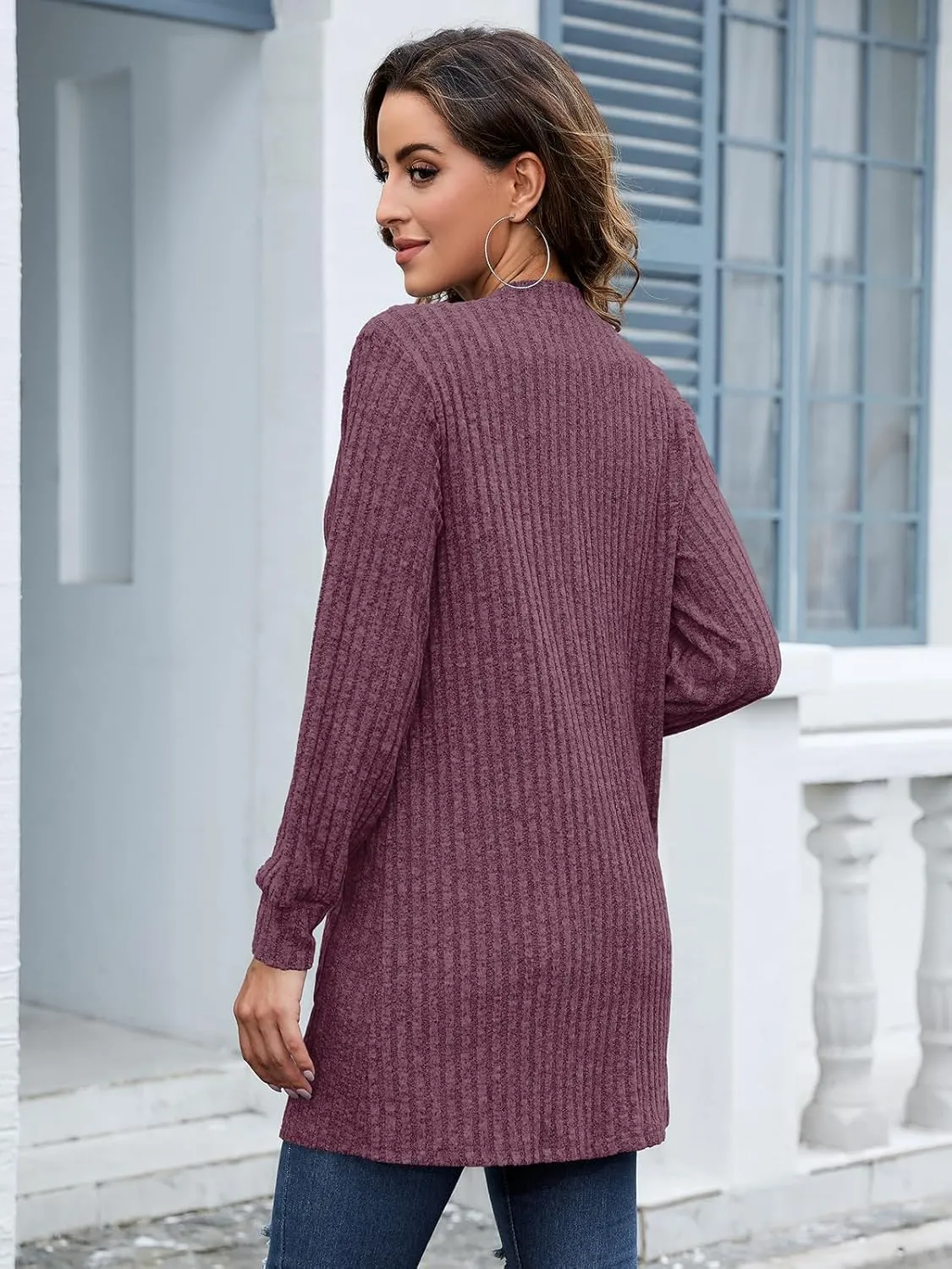 BELAROI Womens Open Front Cardigan Sweaters Casual Lightweight Outerwear Soft Plus Size Long Sleeve Tops with Pockets